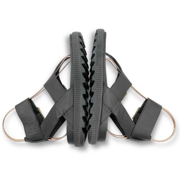 Sorel Roaming T-Strap Buckle Sandals Size 5.5 Black Leather Strappy Rugged Sole - Picture 11 of 16